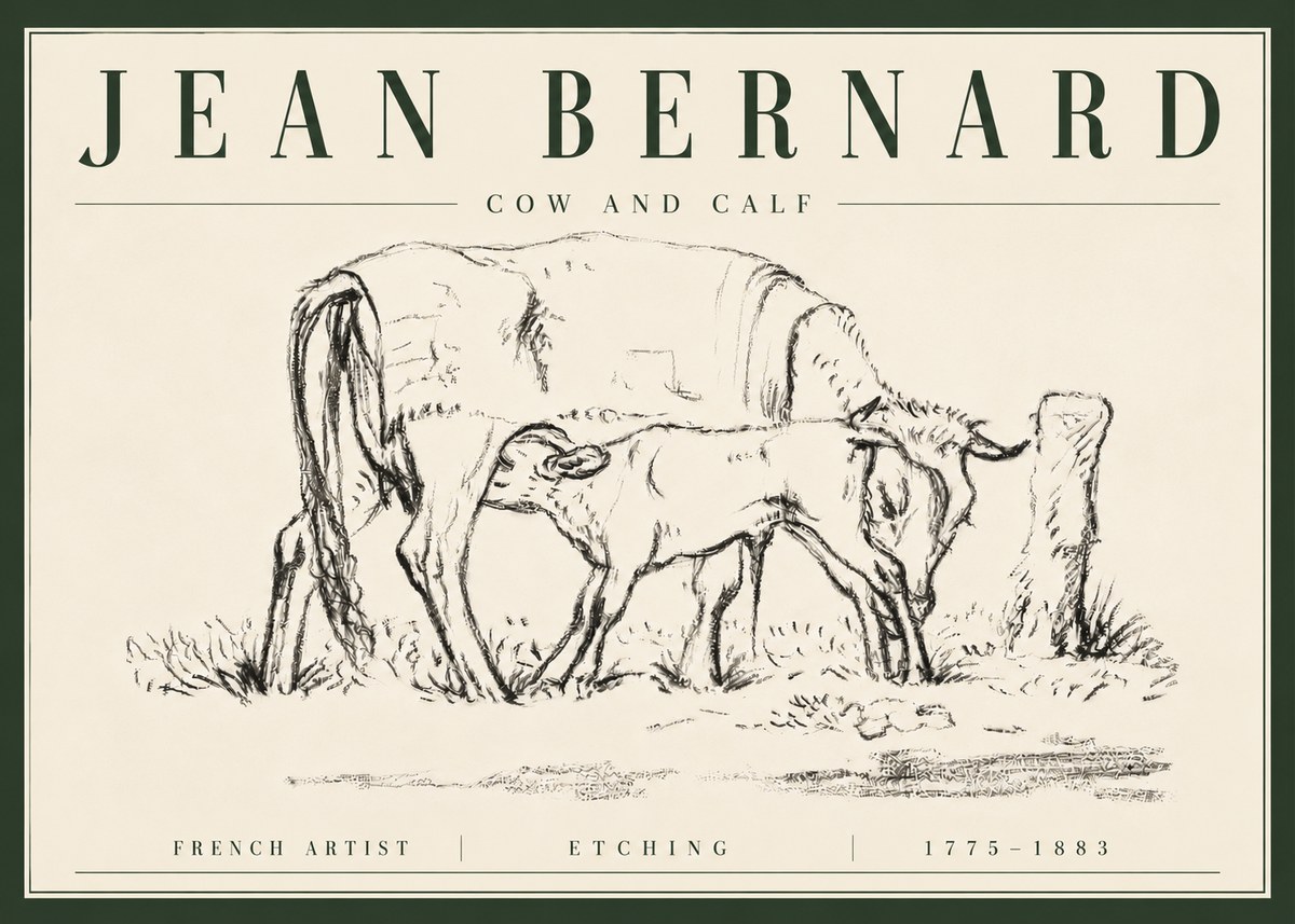 Jean Bernard Cow and Calf I No6 - Juliste
