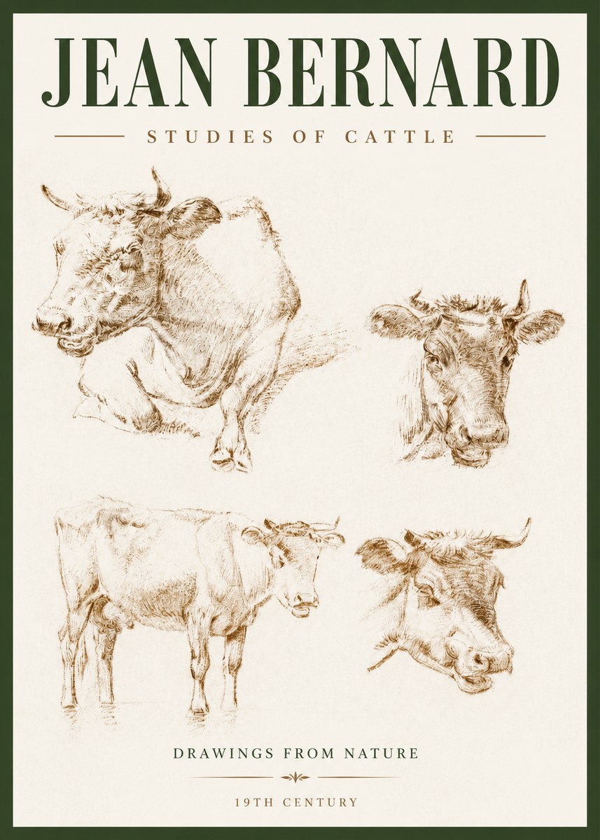 Jean Bernard Studies of Cattle II No2 - Juliste