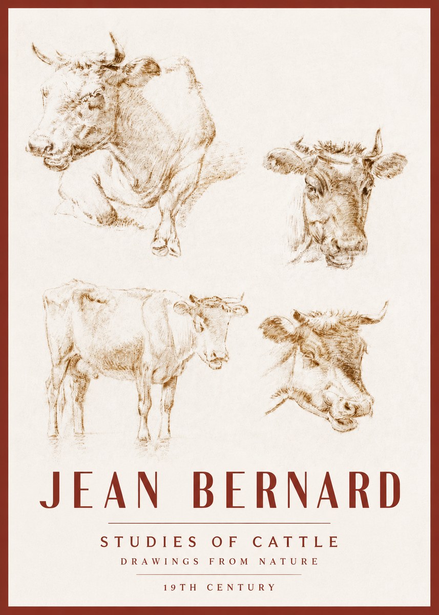 Jean Bernard Studies of Cattle II No3 - Juliste