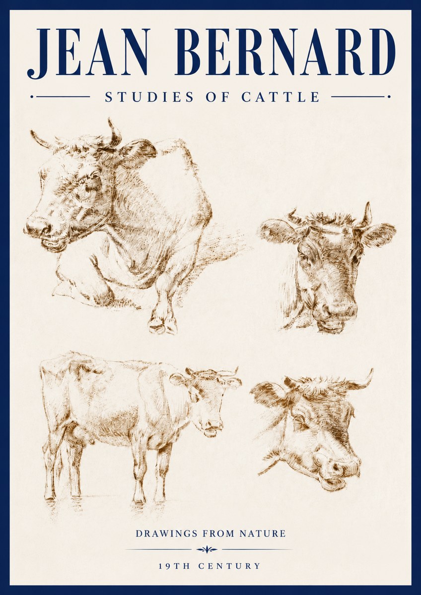 Jean Bernard Studies of Cattle II No4 - Juliste
