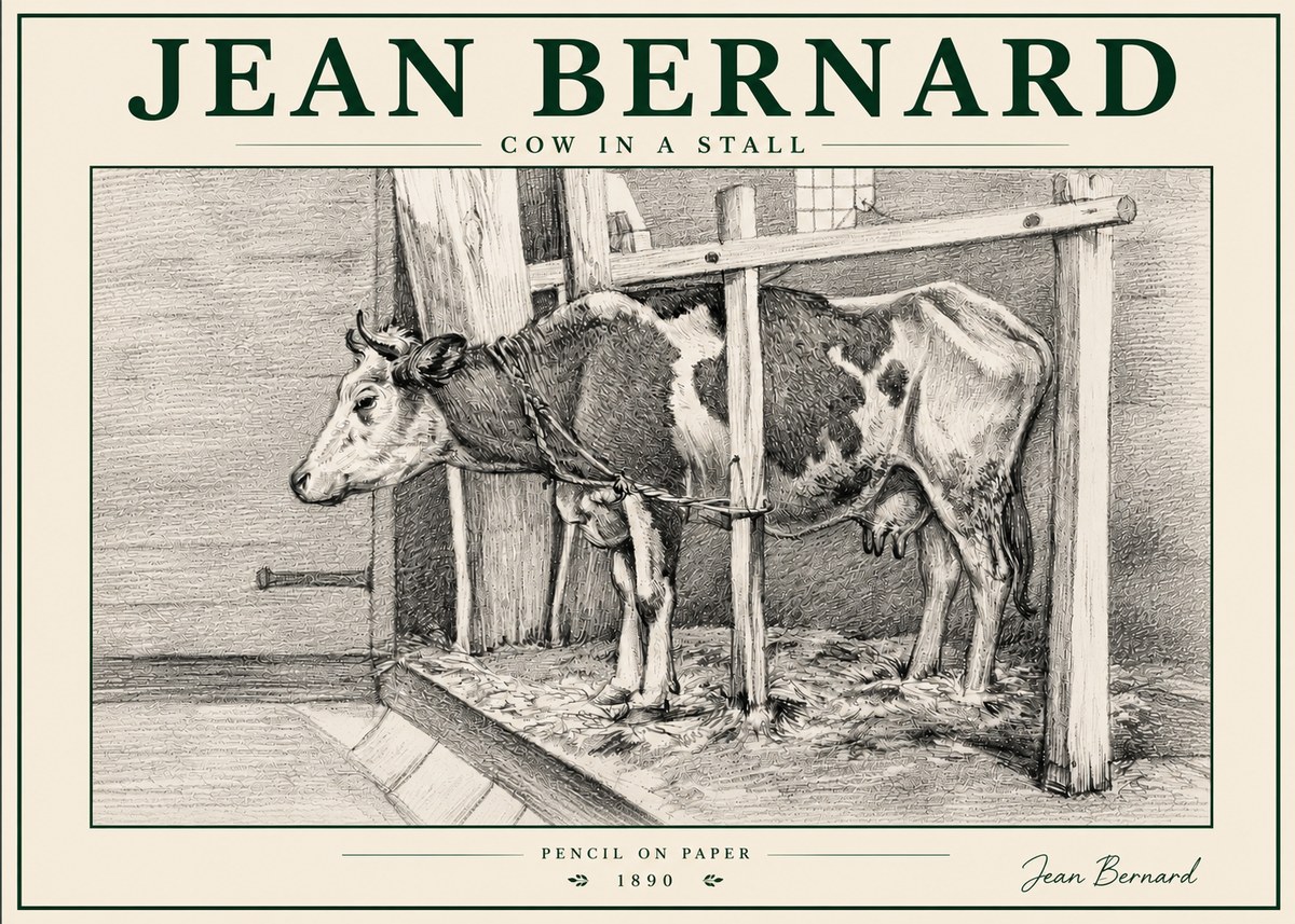 Jean Bernard Cow in a Stall No6 - Juliste