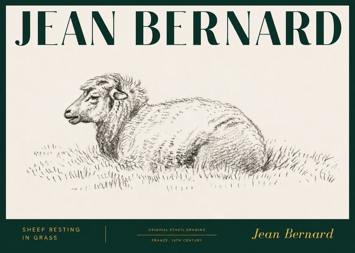 Jean Bernard Sheep Resting in Grass No3 - Juliste