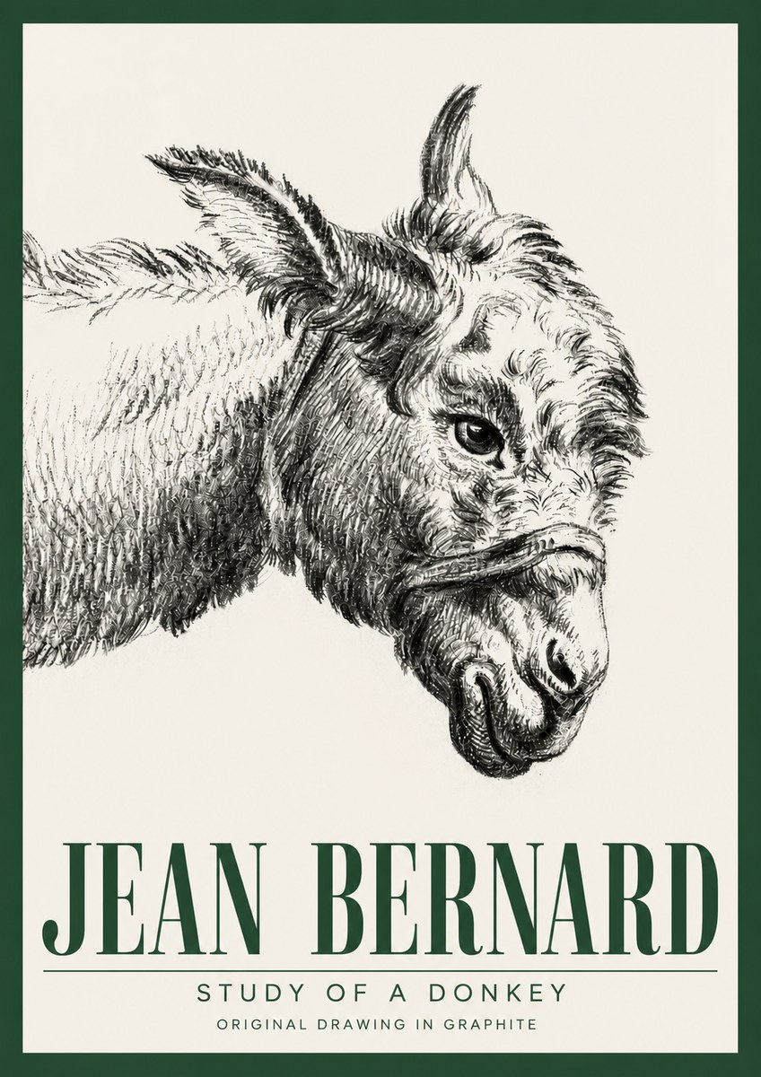 Jean Bernard Study of a Donkey I No3 - Juliste