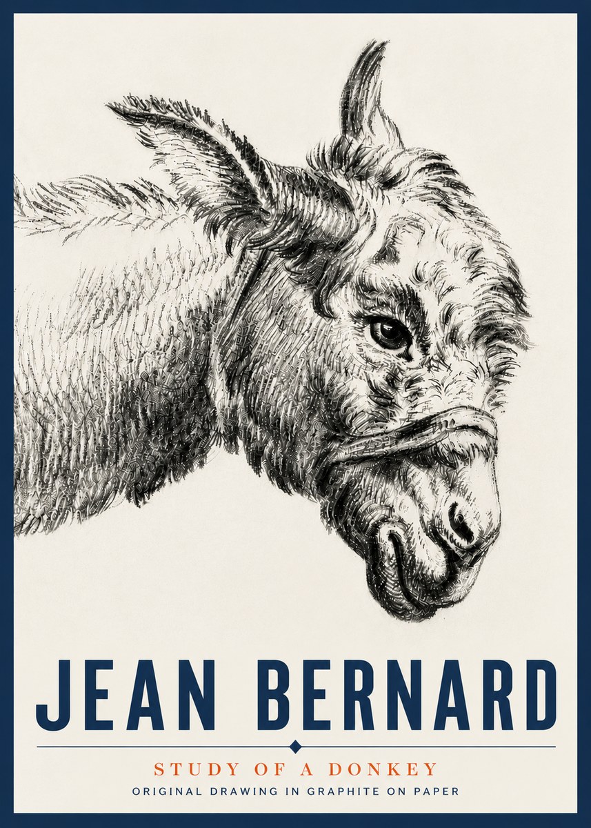 Jean Bernard Study of a Donkey I No5 - Juliste