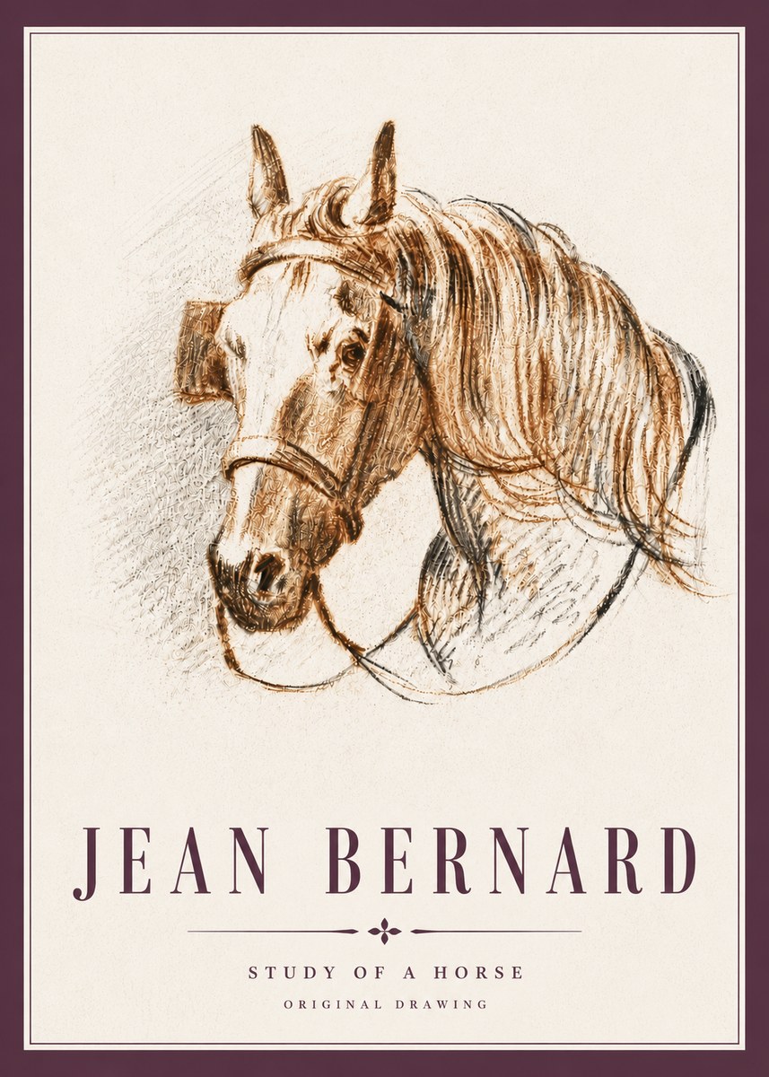 Jean Bernard Study of a Horse V No5 - Juliste