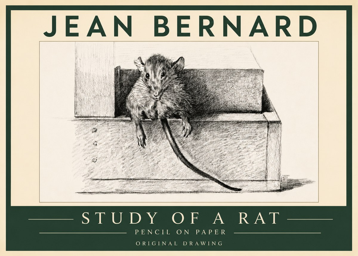 Jean Bernard Study of a Rat I No3 - Juliste
