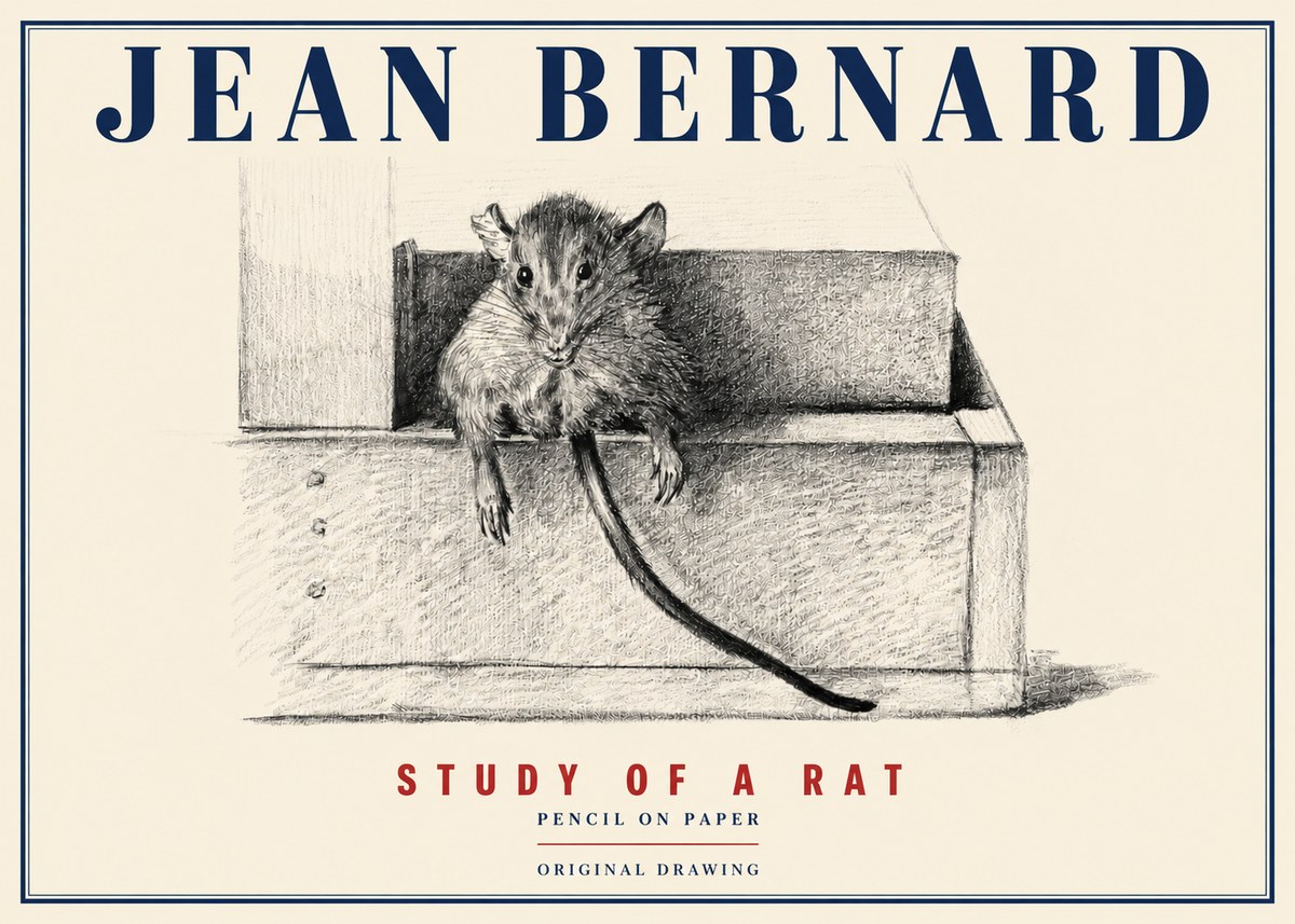 Jean Bernard Study of a Rat I No4 - Juliste