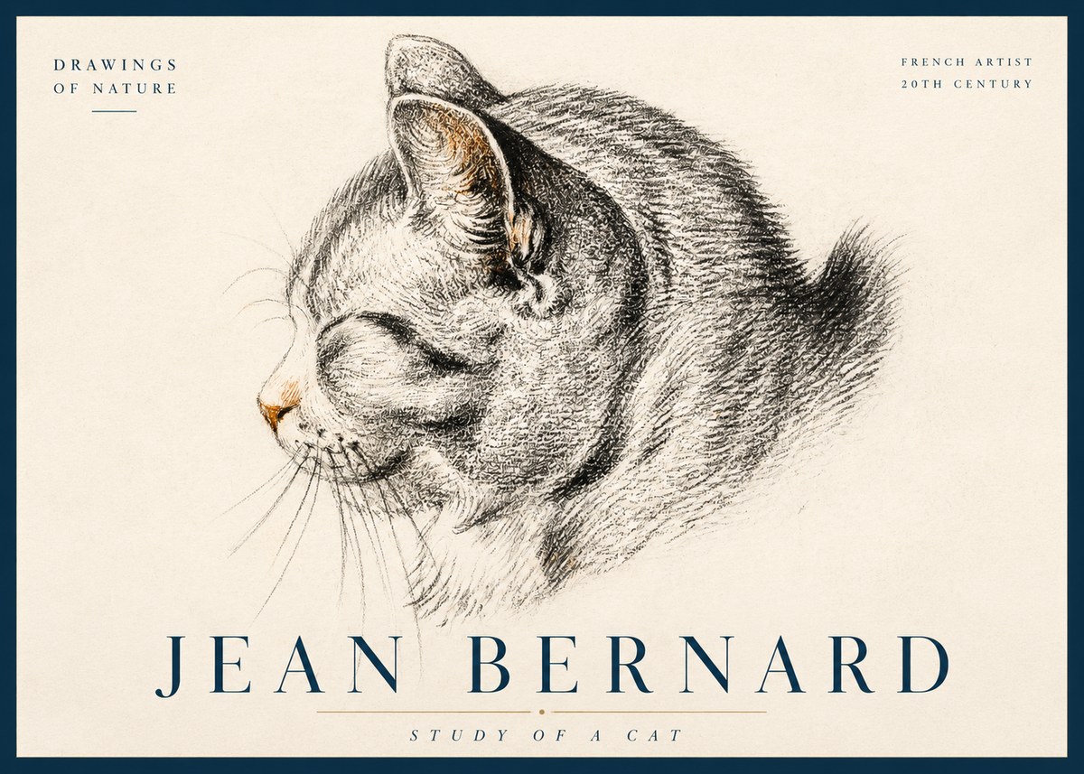 Jean Bernard Study of a Cat I No3 - Juliste