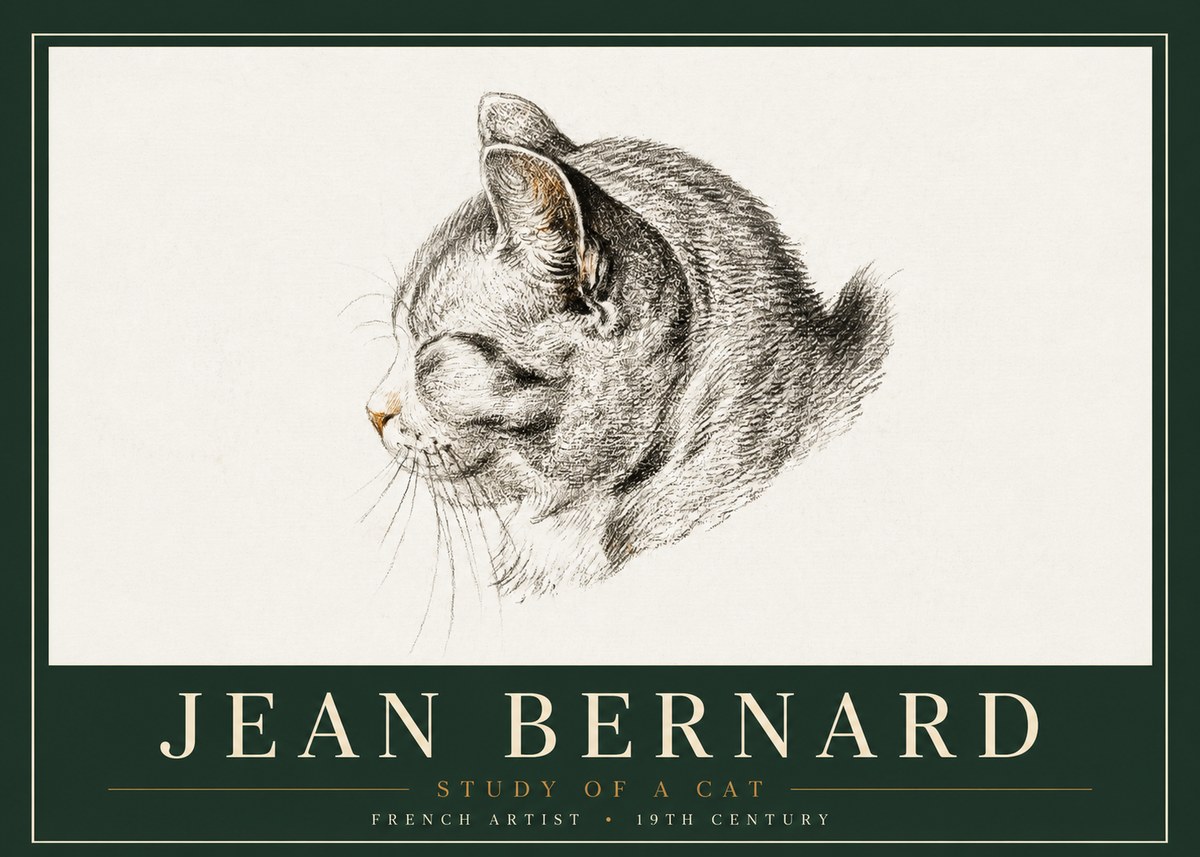 Jean Bernard Study of a Cat I No4 - Juliste