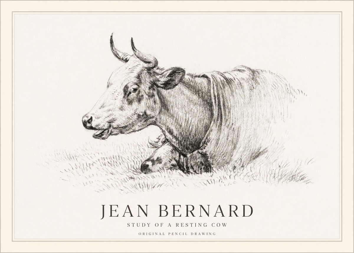 Jean Bernard Study of a Resting Cow IV No1 - Juliste