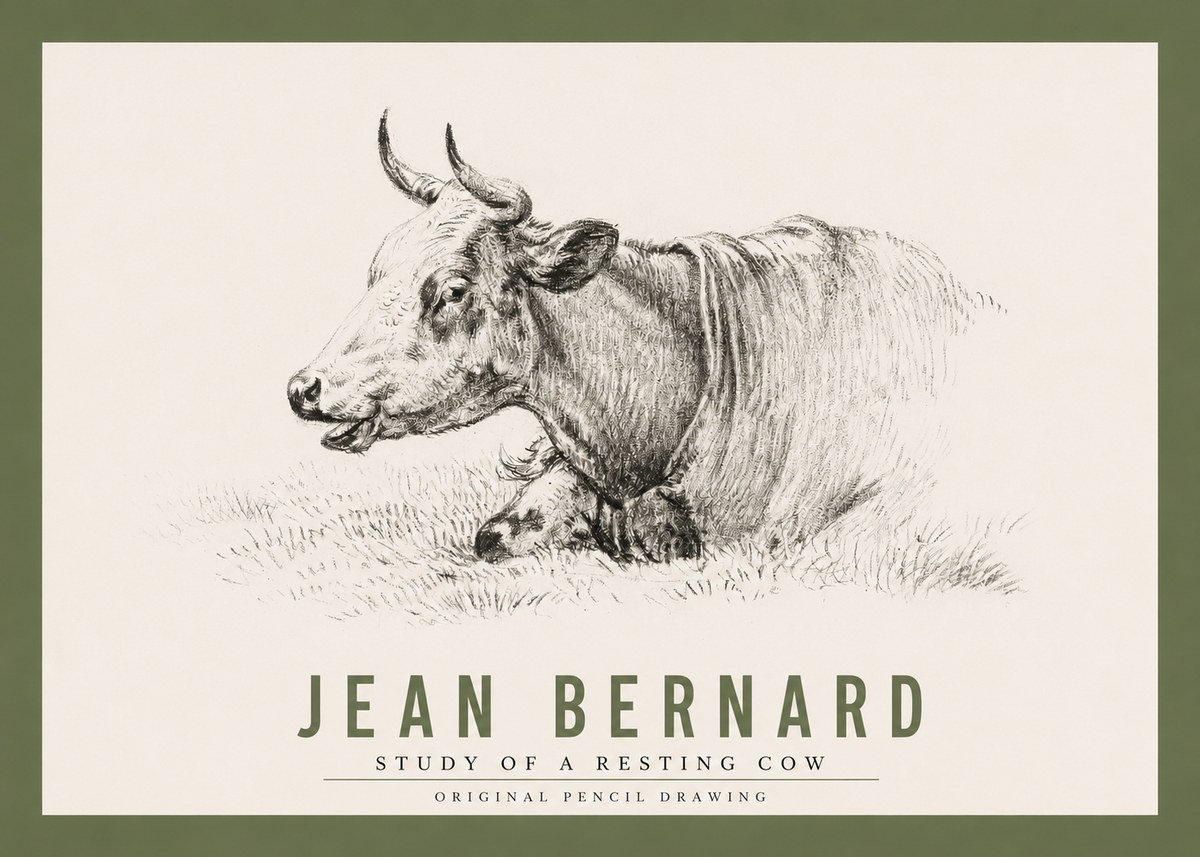 Jean Bernard Study of a Resting Cow IV No2 - Juliste