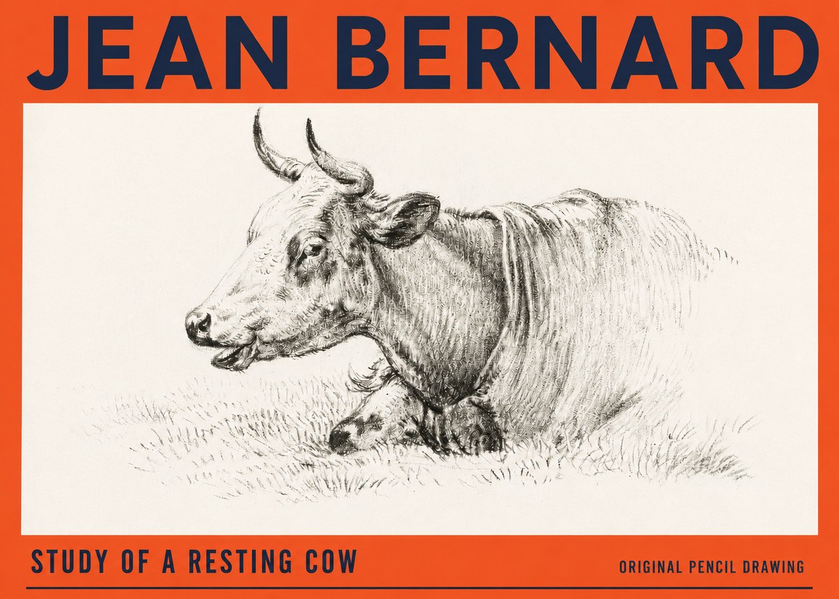 Jean Bernard Study of a Resting Cow IV No3 - Juliste