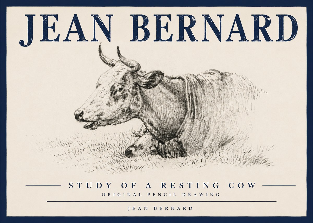 Jean Bernard Study of a Resting Cow IV No4 - Juliste