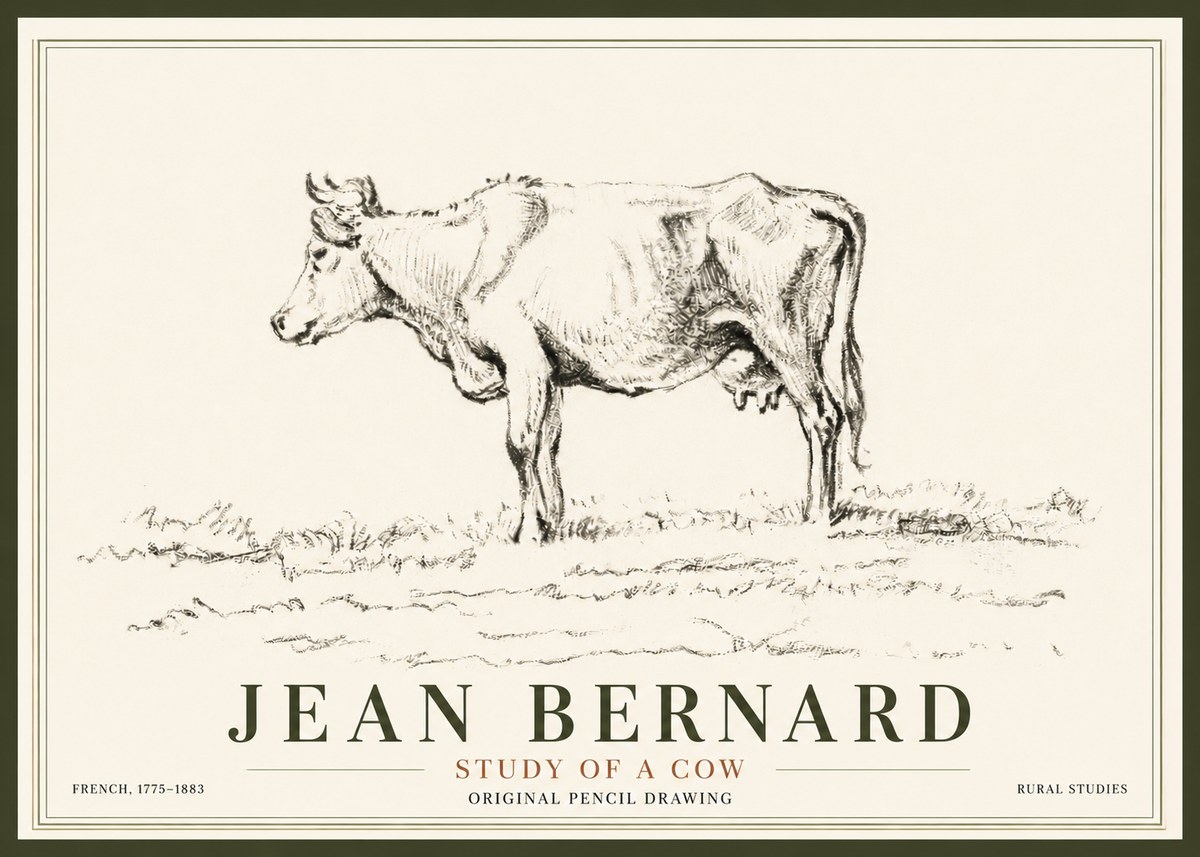 Jean Bernard Study of a Cow III No5 - Juliste
