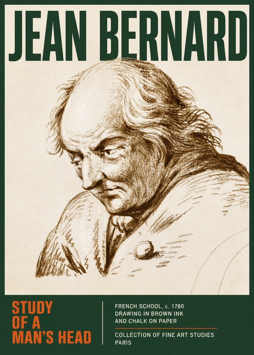 Jean Bernard Study of a Man's Head No4 - Juliste