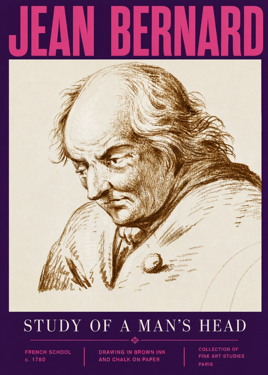 Jean Bernard Study of a Man's Head No5 - Juliste