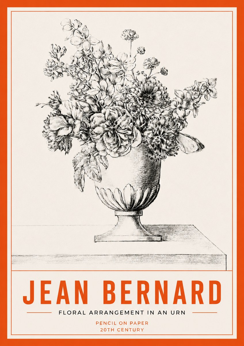Jean Bernard Floral Arrangement in an Urn No3 - Juliste
