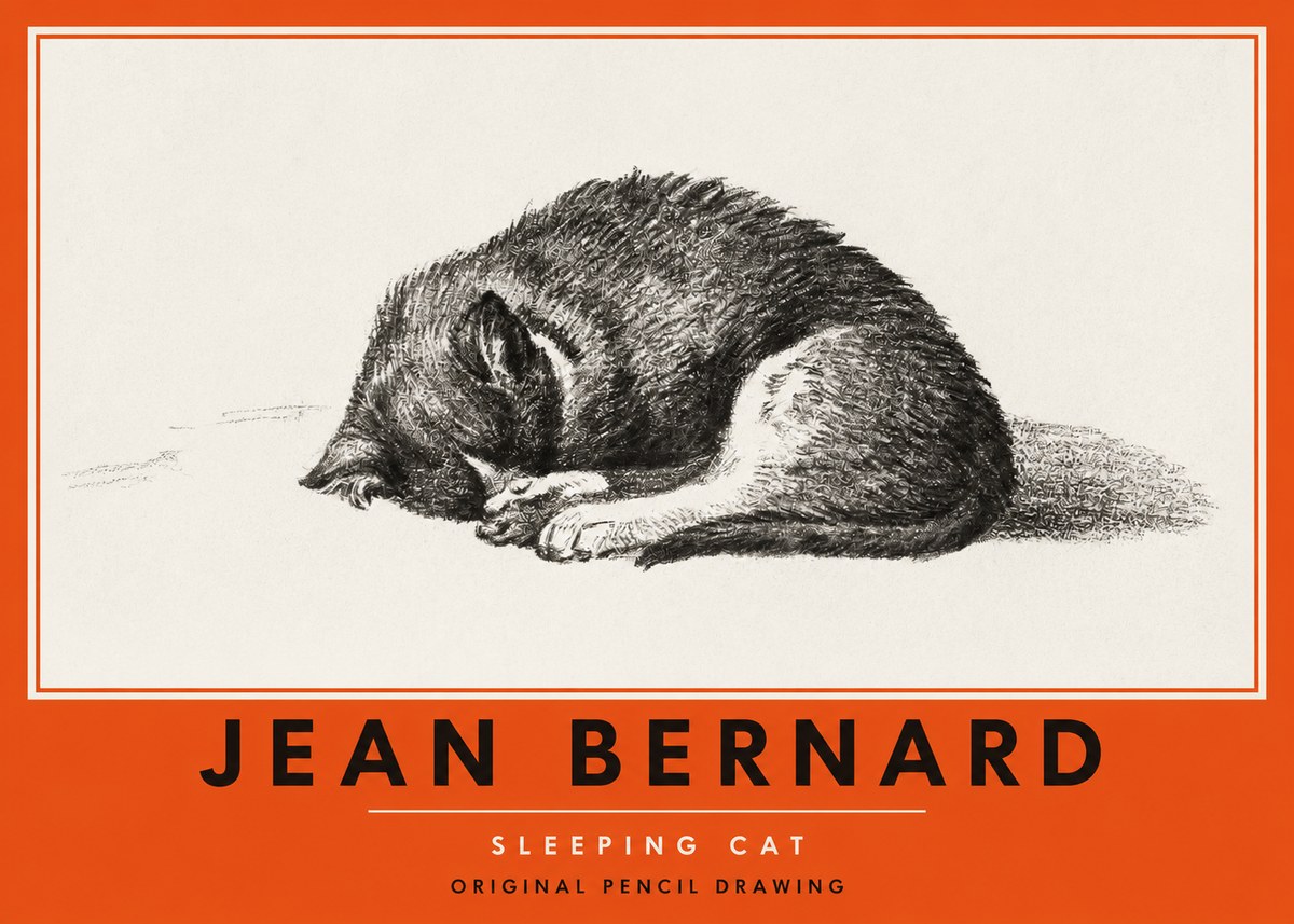 Jean Bernard Sleeping Cat III No2 - Juliste
