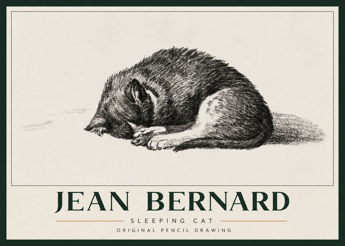Jean Bernard Sleeping Cat III No3 - Juliste