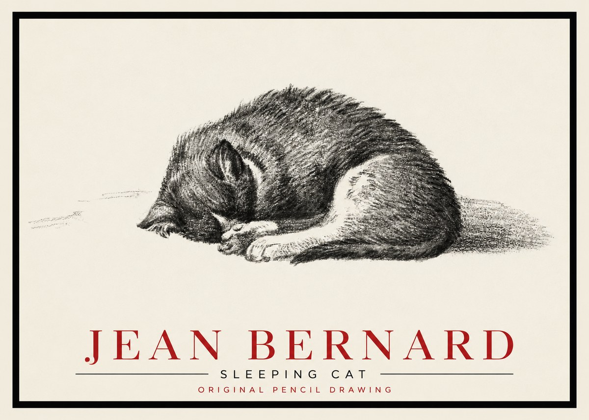 Jean Bernard Sleeping Cat III No5 - Juliste
