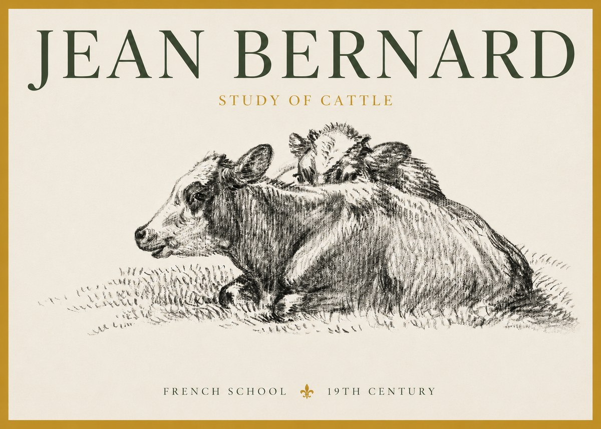 Jean Bernard Study of Cows No4 - Juliste