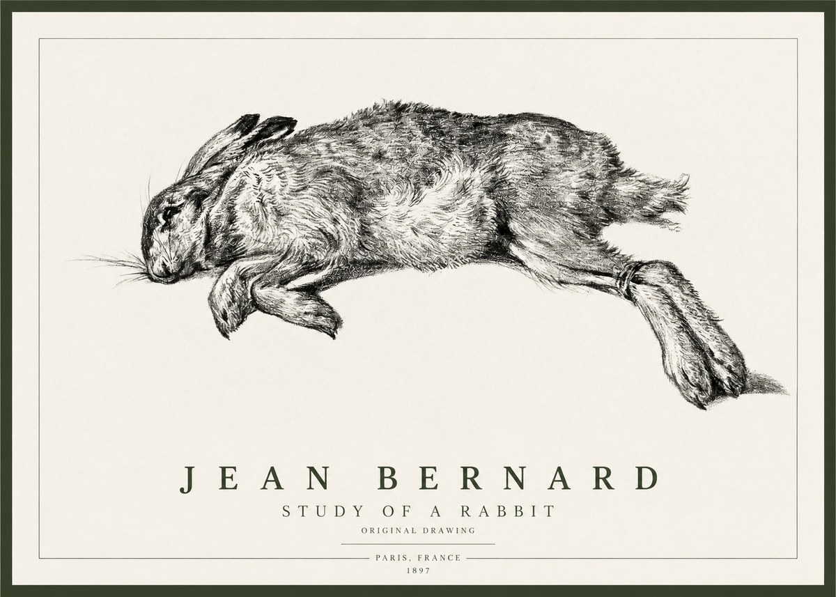 Jean Bernard Study of a Rabbit No1 - Juliste