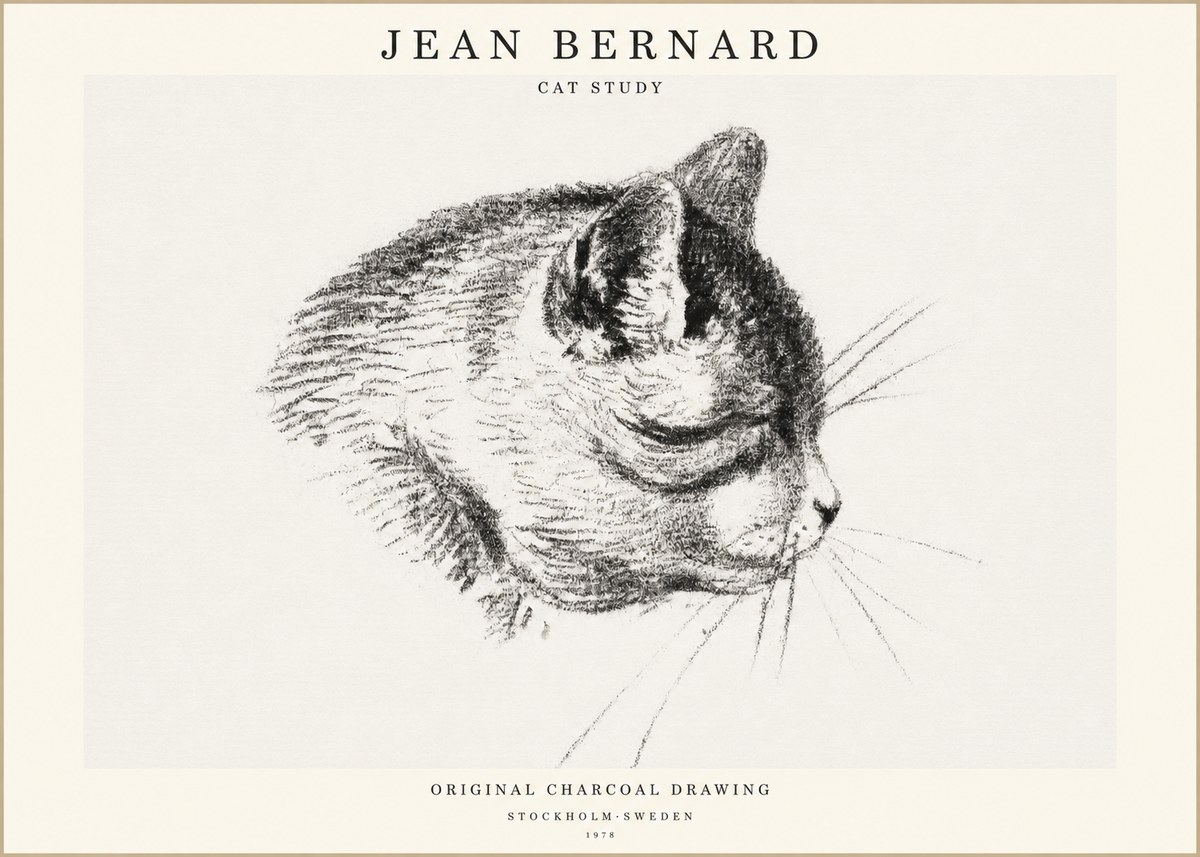 Jean Bernard Cat Study IV No1 - Juliste