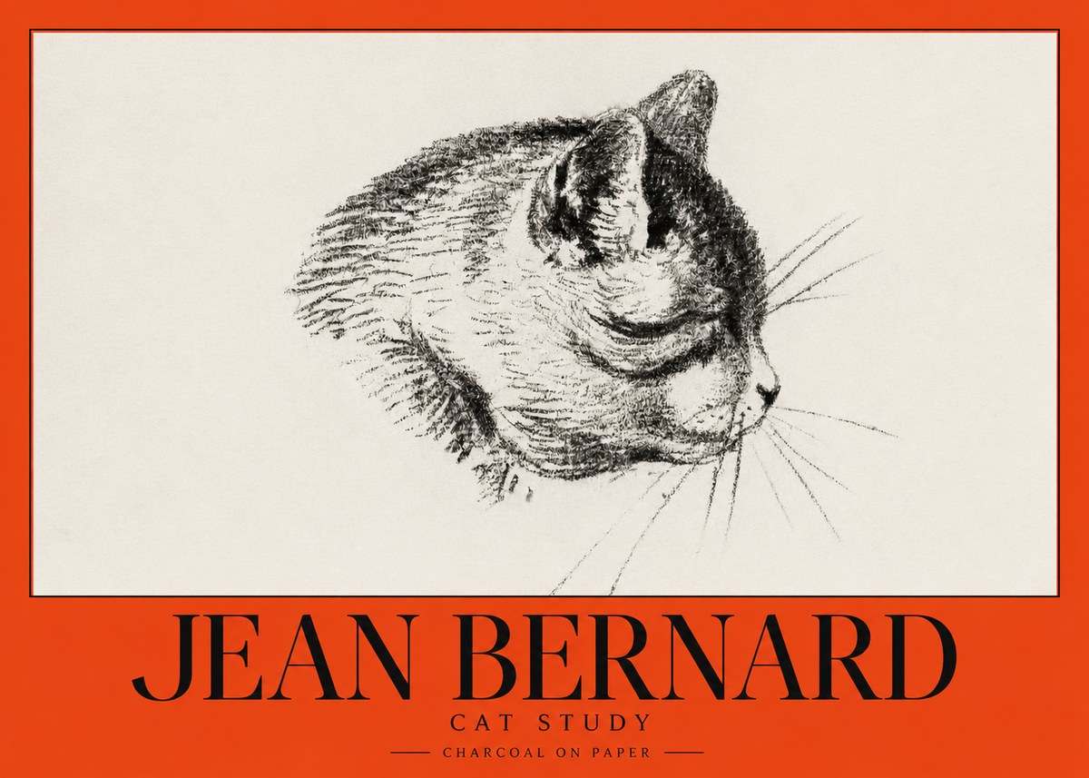 Jean Bernard Cat Study IV No3 - Juliste