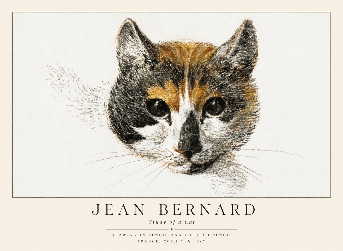 Jean Bernard Study of a Cat II No1 - Juliste