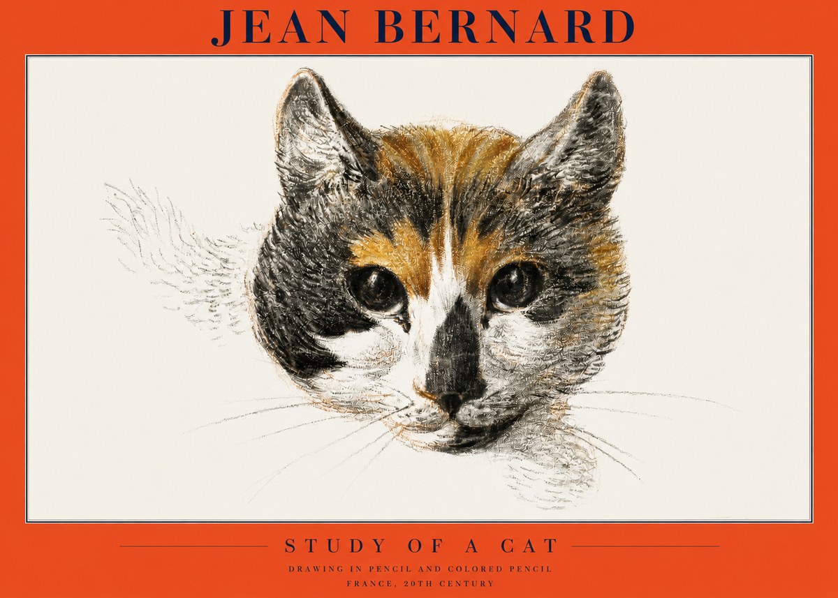 Jean Bernard Study of a Cat II No2 - Juliste