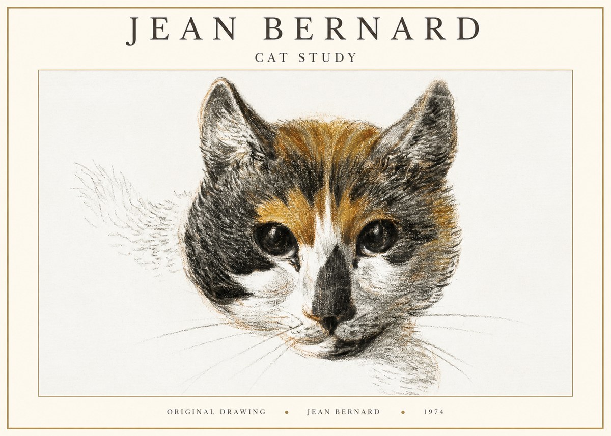 Jean Bernard Study of a Cat II No3 - Juliste