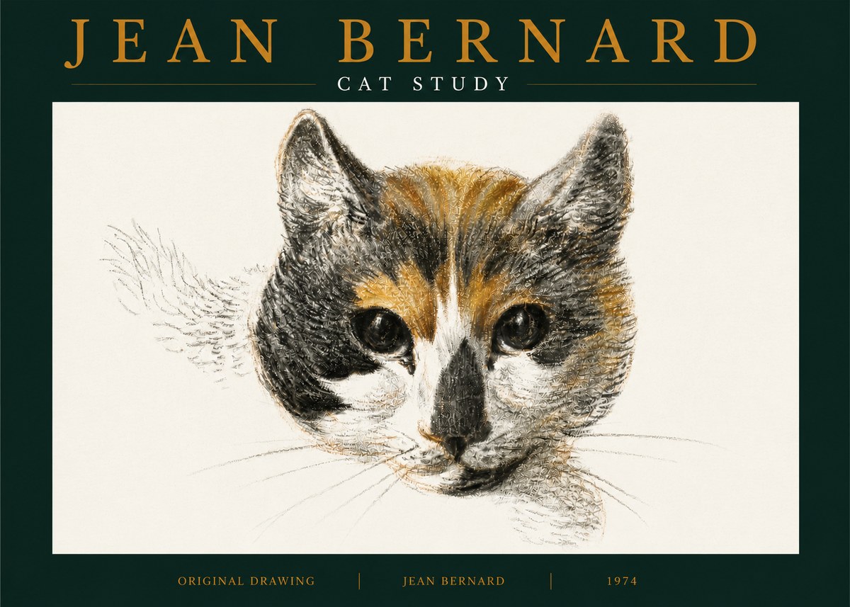 Jean Bernard Study of a Cat II No5 - Juliste