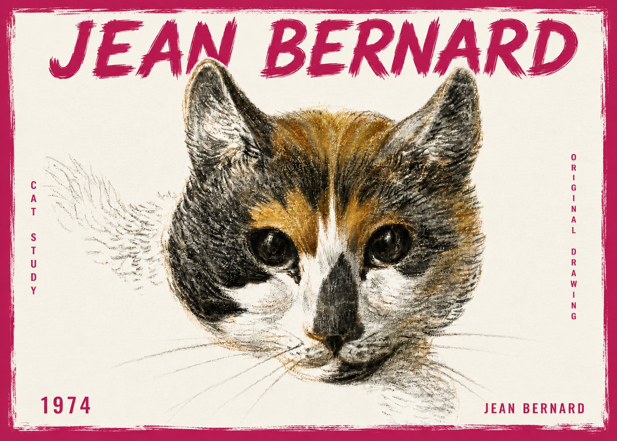 Jean Bernard Study of a Cat II No6 - Juliste