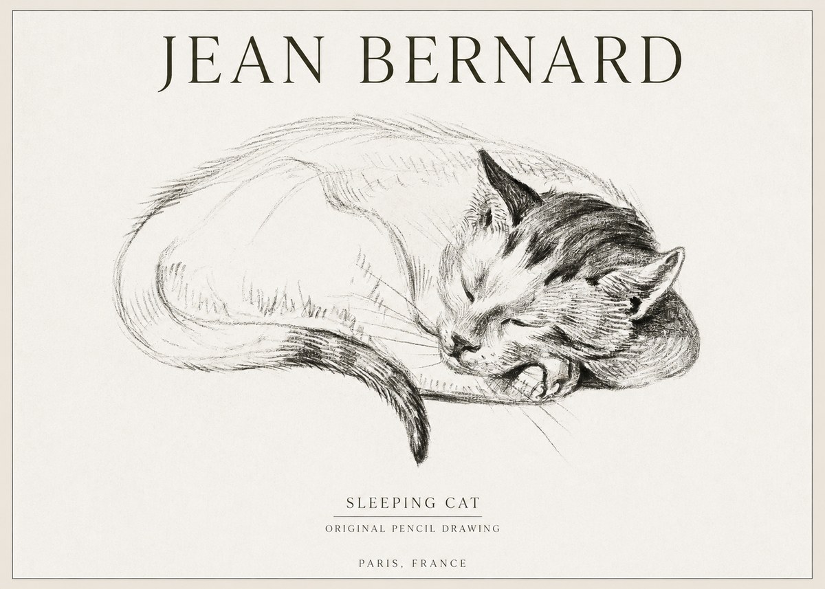 Jean Bernard Sleeping Cat IV No1 - Juliste