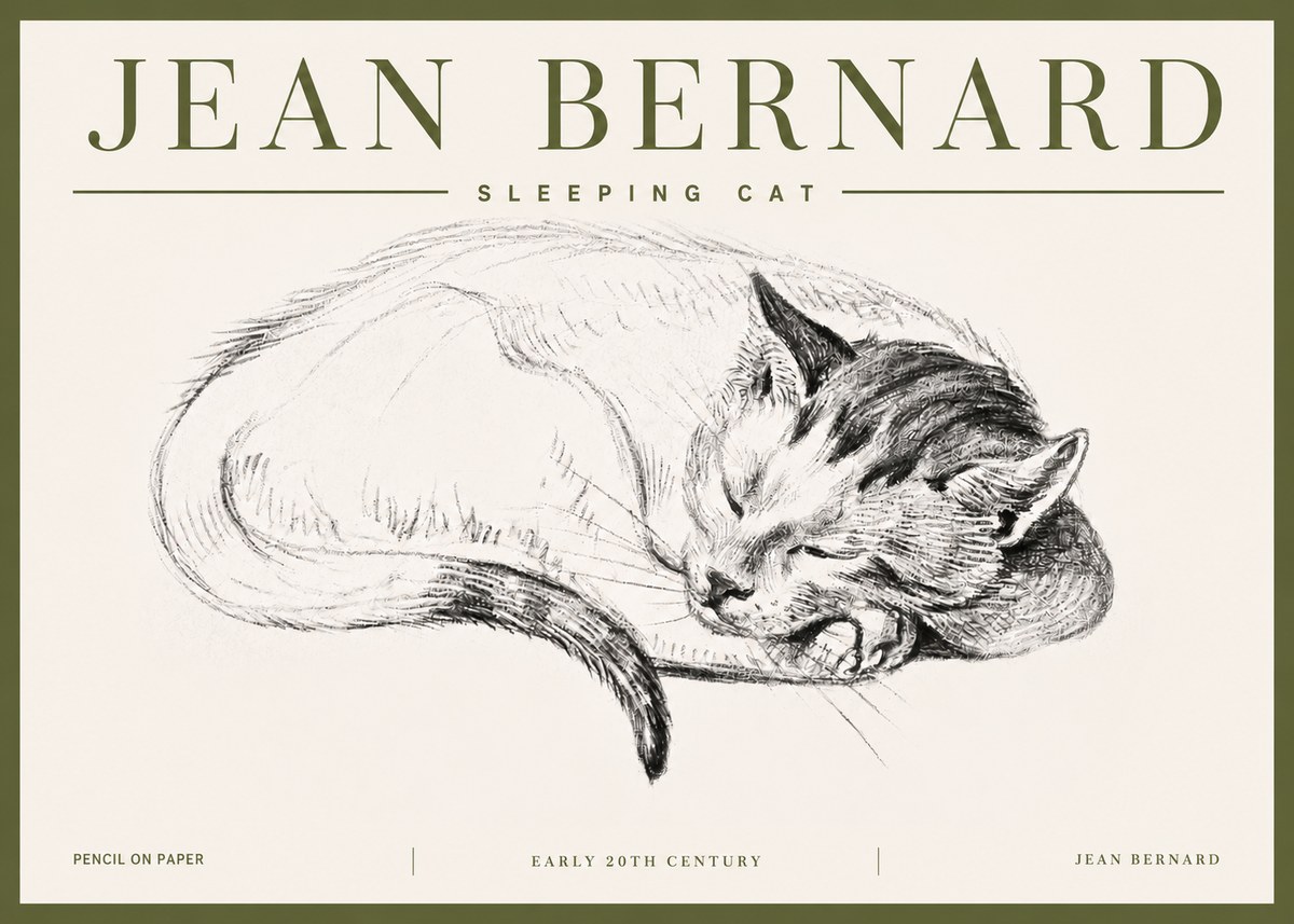 Jean Bernard Sleeping Cat IV No5 - Juliste