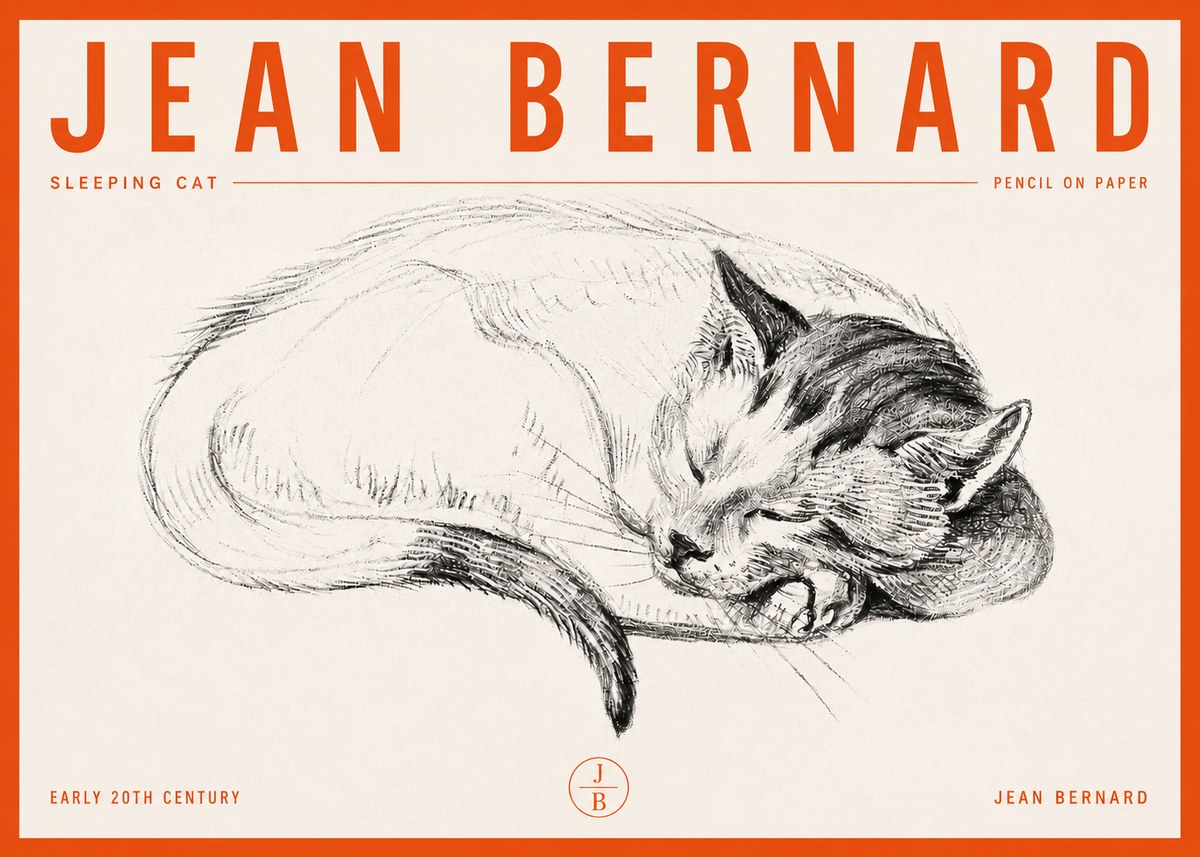 Jean Bernard Sleeping Cat IV No6 - Juliste