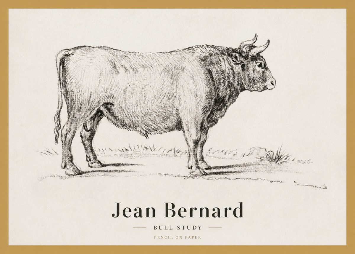 Jean Bernard Study of a Bull I No4 - Juliste