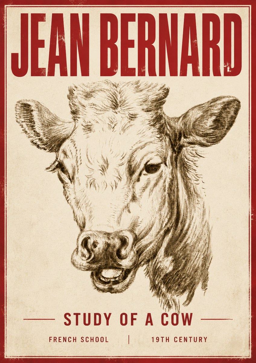 Jean Bernard Study of a Cow IV No5 - Juliste