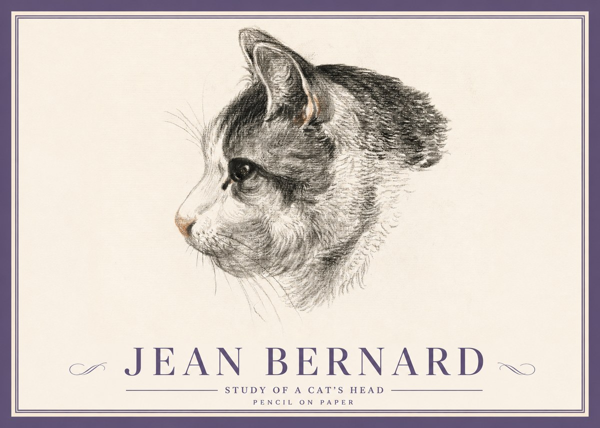 Jean Bernard Cat Study, Profile No5 - Juliste
