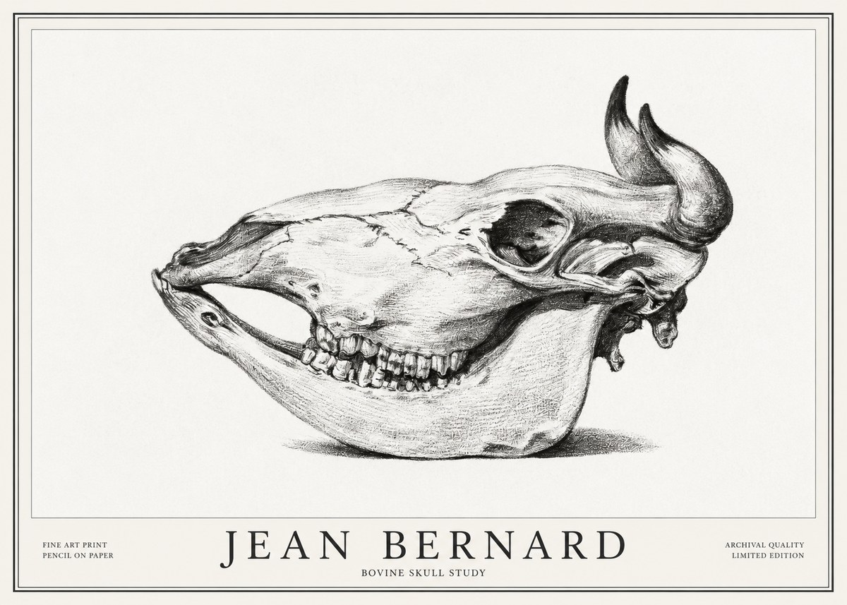 Jean Bernard Bovine Skull Study No1 - Juliste
