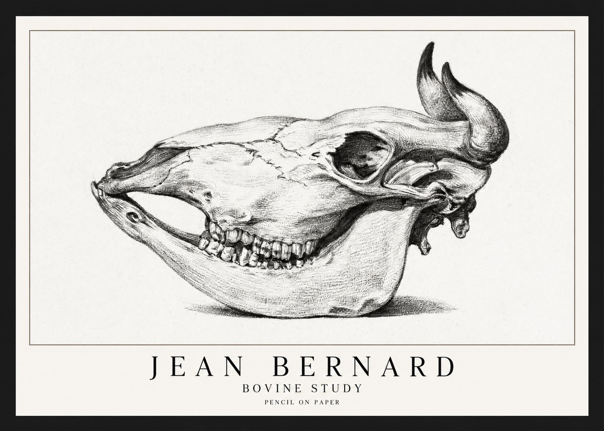 Jean Bernard Bovine Skull Study No2 - Juliste