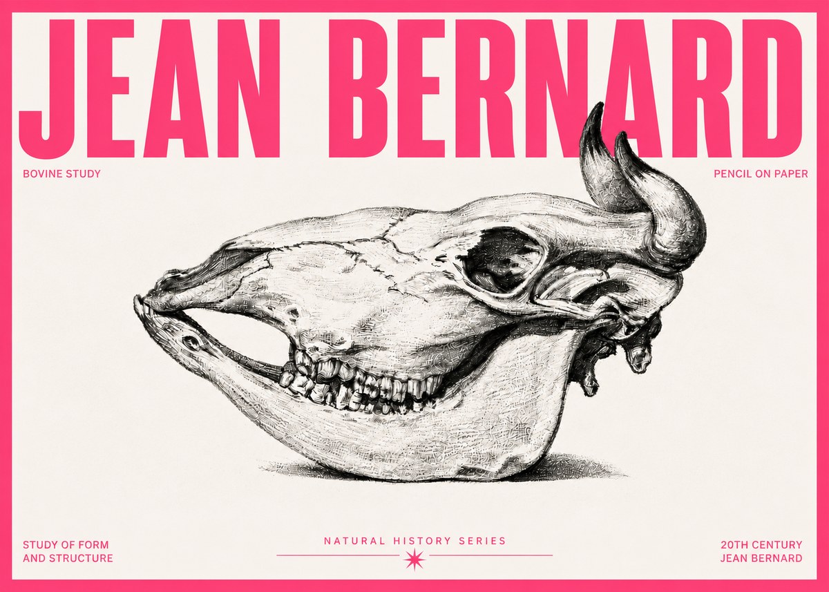 Jean Bernard Bovine Skull Study No5 - Juliste