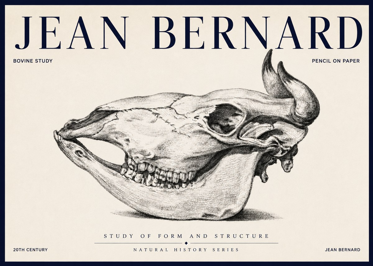 Jean Bernard Bovine Skull Study No6 - Juliste