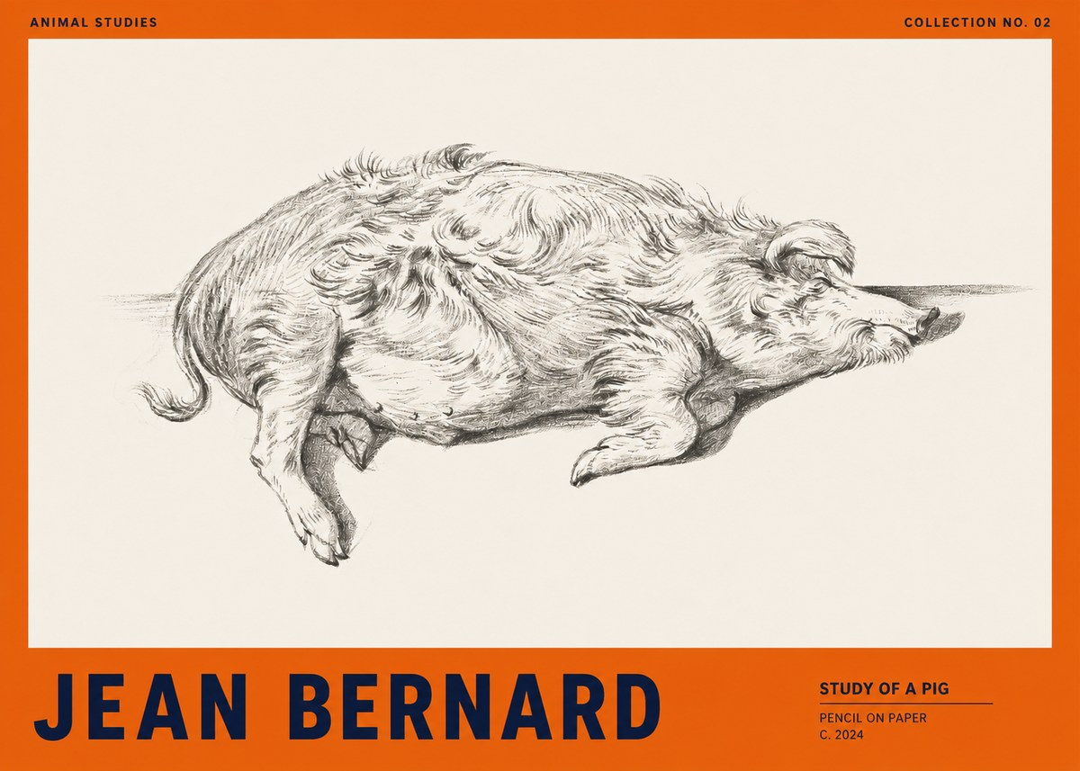 Jean Bernard Study of a Pig I No2 - Juliste