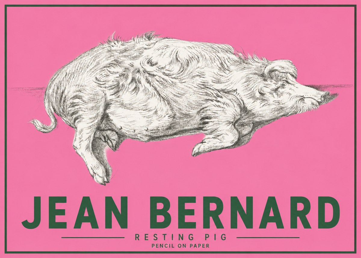 Jean Bernard Study of a Pig I No5 - Juliste