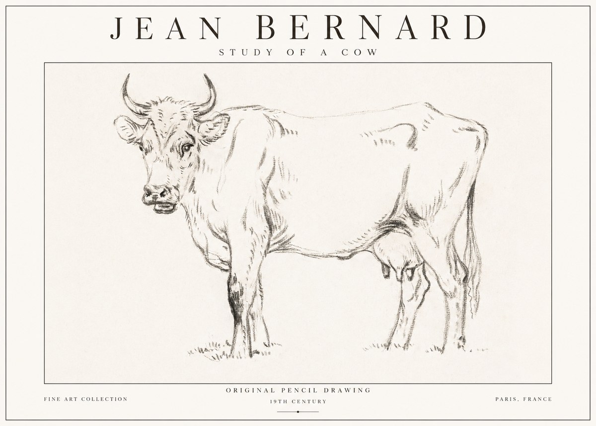 Jean Bernard Study of a Cow VI No1 - Juliste