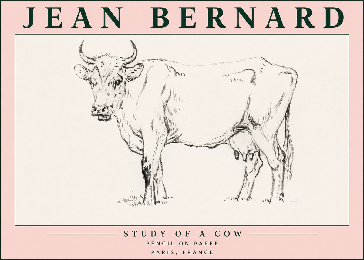 Jean Bernard Study of a Cow VI No5 - Juliste