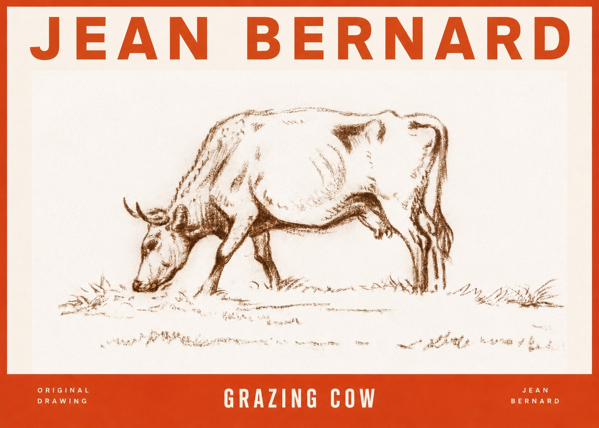 Jean Bernard Grazing Cow II No2 - Juliste