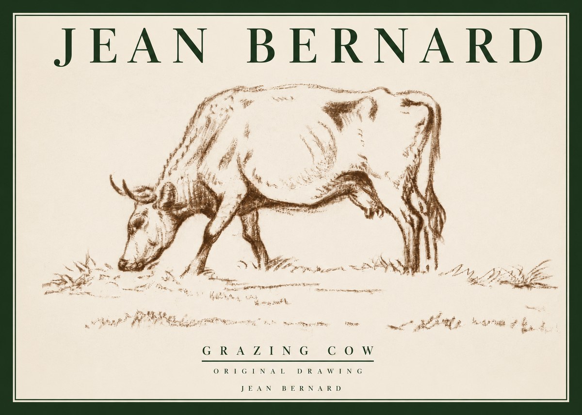 Jean Bernard Grazing Cow II No3 - Juliste