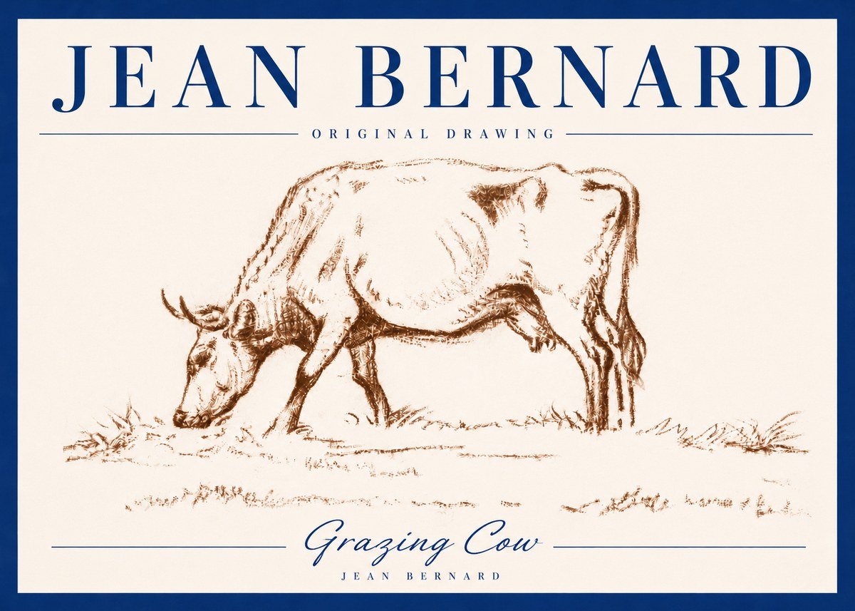 Jean Bernard Grazing Cow II No4 - Juliste